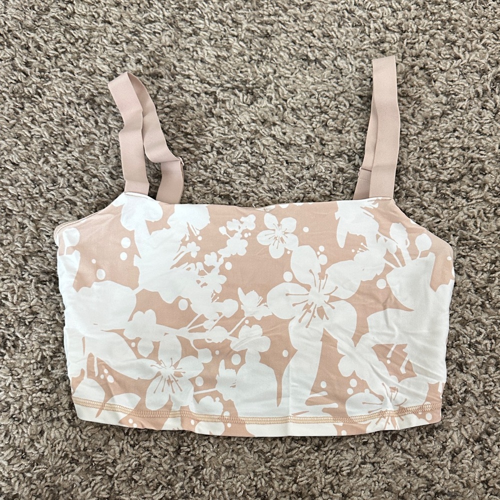 Aerie Floral Crop Top in White and Tan